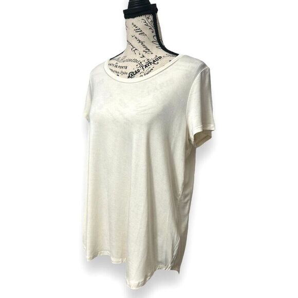 Articles of Society S/M Cream T-Shirt NWT Soft Stretch Side Slit Tunic Hem Top - Picture 3 of 7